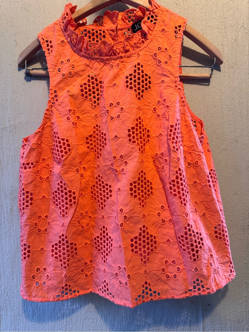 J. Crew Coral Eyelet Sleeveless Top - NWOT